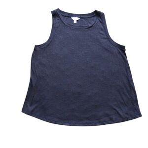NWT Textured Sleeveless Curved-Hem Tank Top – Size Large Color: Black